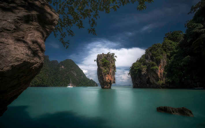 Phang Nga Bay, Khao Phing Kan, James Bond Island, Phuket, tropiska &#246;ar, bay, Thailand