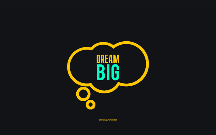 Dream big, gray background, cloud icon, minimalism art, Dream big concepts