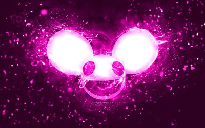 Logo violet Deadmau5, 4k, DJs canadiens, néons violets, créatif, fond abstrait violet, Joel Thomas Zimmerman, logo Deadmau5, stars de la musique, Deadmau5
