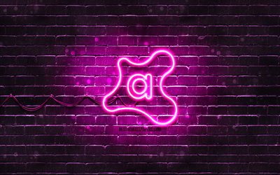 Logo Avast violet, 4k, mur de briques violet, logo Avast, logiciel antivirus, logo n&#233;on Avast, Avast
