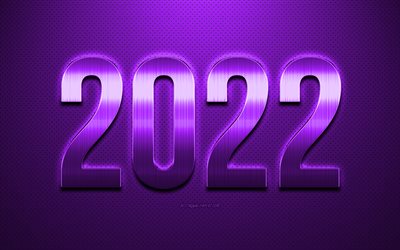 Nouvel an 2022, fond violet 2022, bonne ann&#233;e 2022, texture cuir violet, concepts 2022, fond 2022, nouvelle ann&#233;e 2022