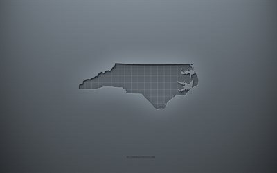 North Carolina map, gray creative background, North Carolina, USA, gray paper texture, American states, North Carolina map silhouette, map of North Carolina, gray background, North Carolina 3d map