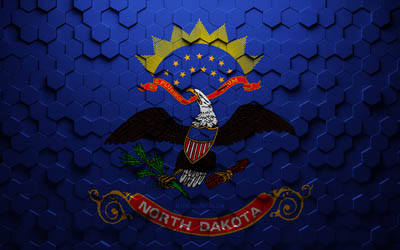 Flag of North Dakota, honeycomb art, North Dakota hexagons flag, North Dakota, 3d hexagons art, North Dakota flag