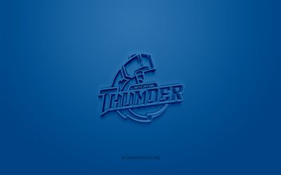 Wichita Thunder, creative 3D logo, blue background, ECHL, 3d emblem, American Hockey Club, Wichita, USA, 3d art, hockey, Wichita Thunder 3d logo