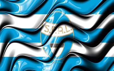 Spal bayrak, 4k, mavi ve beyaz 3D dalgalar, Serie A, İtalyan Futbol Kul&#252;b&#252;, SPAL, futbol, Spal logo, Spal FC
