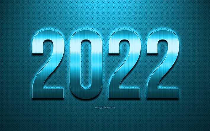 Anno nuovo 2022, Sfondo azzurro 2022, Felice anno nuovo 2022, Texture in pelle azzurro chiaro, 2022 concetti, Sfondo 2022, Nuovo anno 2022
