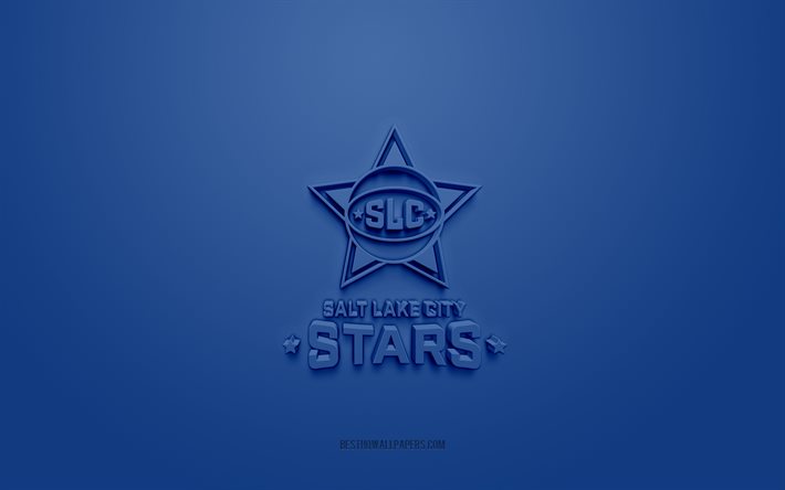 salt lake city stars, kreatives 3d-logo, blauer hintergrund, nba g league, 3d-emblem, american basketball club, salt lake city, usa, 3d-kunst, basketball, salt lake city stars 3d-logo
