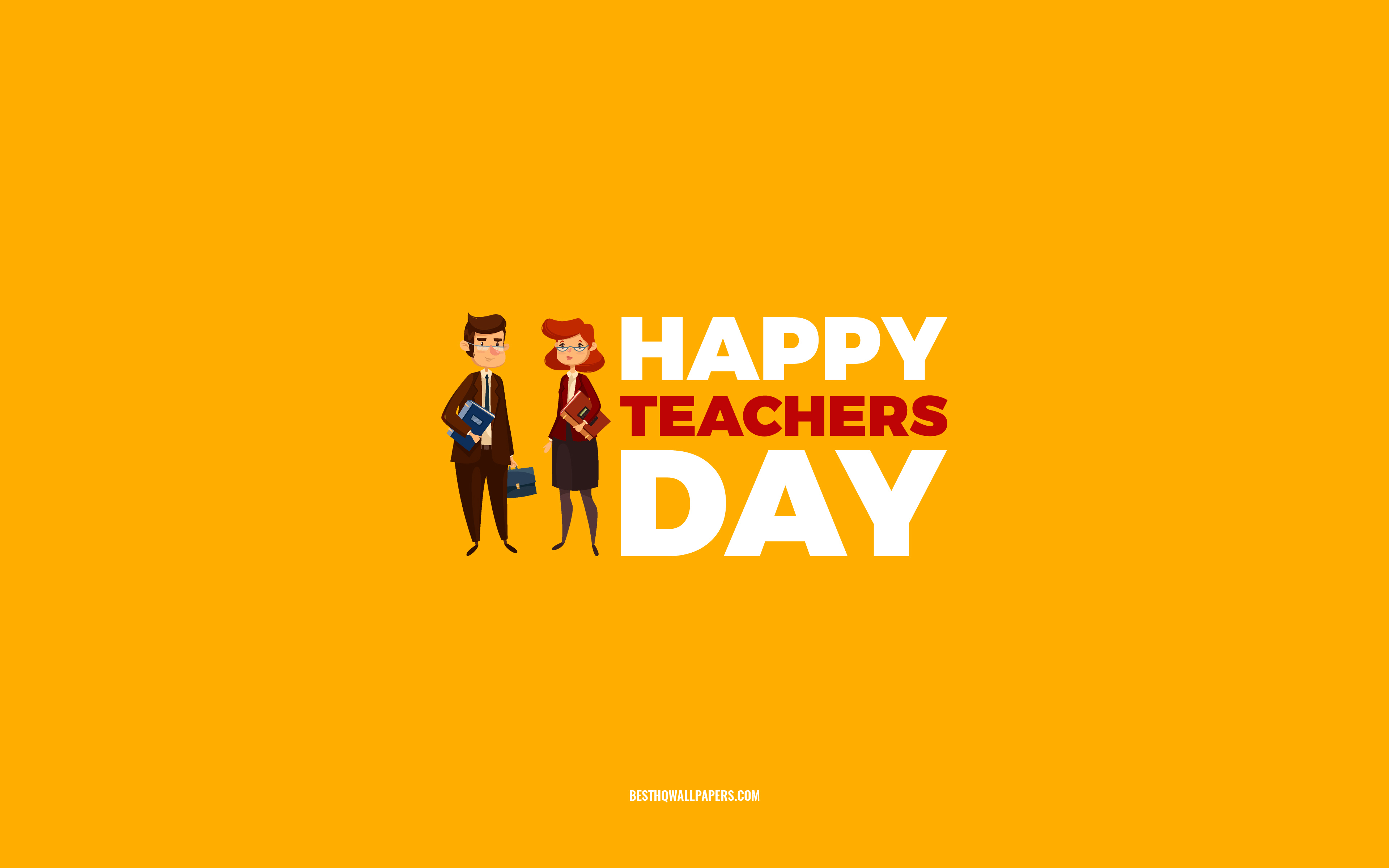 Download wallpapers Happy Teachers Day, 4k, orange background, Teachers  profession, greeting card for Teachers, Teachers Day, congratulations,  Teachers, Day of Teachers for desktop with resolution 3840x2400. High  Quality HD pictures wallpapers