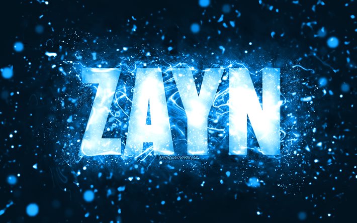 Buon Compleanno Zayn, 4k, luci al neon blu, nome Zayn, creativo, Zayn Buon Compleanno, Compleanno Zayn, nomi maschili americani popolari, foto con nome Zayn, Zayn