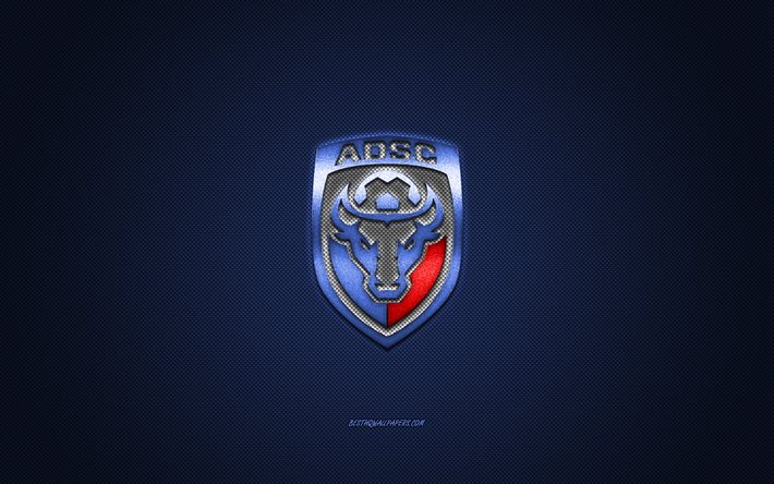 AD San Carlos, clube de futebol da Costa Rica, logotipo azul, fundo azul de fibra de carbono, Liga FPD, futebol, San Carlos, Costa Rica, logotipo do AD San Carlos