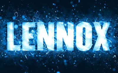 Happy Birthday Lennox, 4k, blue neon lights, Lennox name, creative, Lennox Happy Birthday, Lennox Birthday, popular american male names, picture with Lennox name, Lennox