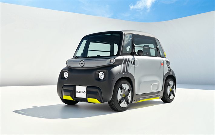 2022年, オペルロックス-e, 4k, 正面, 外側, コンパクトな電気自動車, Rocks-e, ドイツの電気自動車, オペル