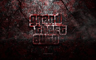 GTA logo, grunge art, GTA stone logo, red stone texture, GTA, grunge stone texture, GTA emblem, GTA 3d logo