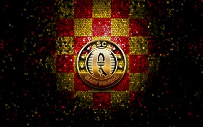 SC East Bengal, glitter logo, ISL, red yellow checkered background, soccer, indian football club, SC East Bengal logo, mosaic art, football, East Bengal FC, India