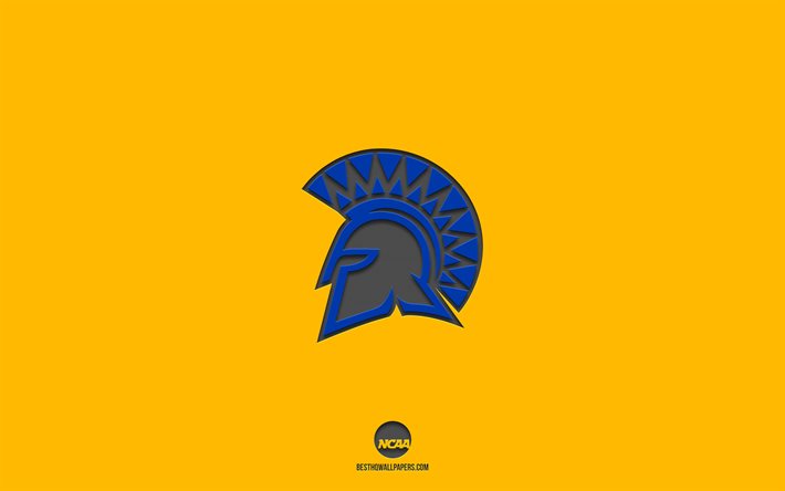 San Jose State Spartans, gul bakgrund, amerikansk fotbollslag, San Jose State Spartans emblem, NCAA, Kalifornien, USA, Amerikansk fotboll, San Jose State Spartans logotyp