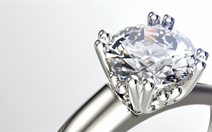 silver ring, diamond, diapant 3d, 3d-ring