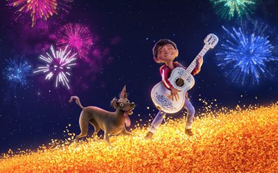 Miguel, Dante, 4k, Coco, 3d-animation, 2017 Movie, Pixar, Disney