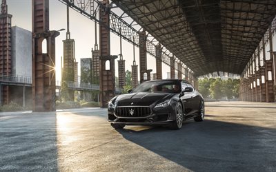 Maserati Quattroporte, 2017, GranSport, GTS, sedan, luksusautojen, musta Quattroporte, Italian autot, Maserati