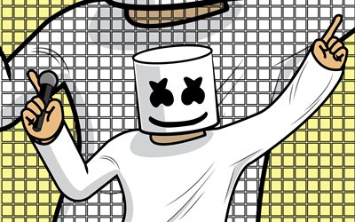 DJ Marshmello, abstract art, creative, DJ, superstars, Marshmello