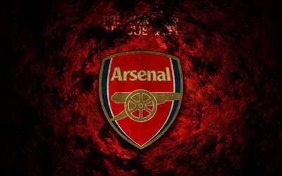 Arsenal FC, fire background, logo, Premier League, grunge, England, soccer, football, The Gunners