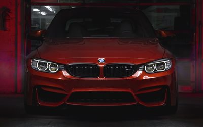 BMW M3, vista frontal, F80, ajuste, 2018 carros, vermelho m3, supercarros, carros alem&#227;es, BMW