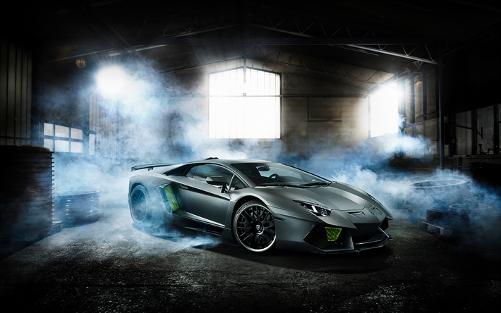 Lamborghini Aventador, 2018 auto, Hamann, tuning, auto italiane, grigio Aventador, supercar Lamborghini
