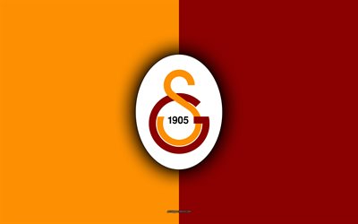 Galatasaray, Istanbul, 4k, logo, emblem, red yellow background, Turkey, Turkish football club