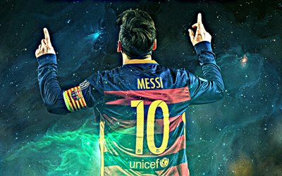 Lionel Messi, nebula, football stars, Barcelona FC, Messi, fan art, soccer, footballers, Barca, Leo Messi, argentinian footballer