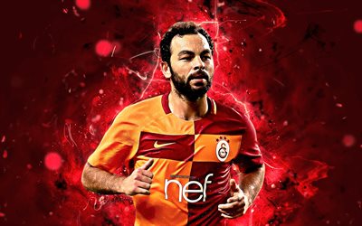 Selcuk Inan, turkish footballer, Galatasaray FC, soccer, Turkish Super Lig, Inan, footaball, neon lights