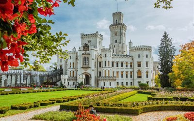 Hluboka Castle, beautiful castle, garden, Czech castles, ancient castles, Hluboka nad Vltavou, Czech Republic