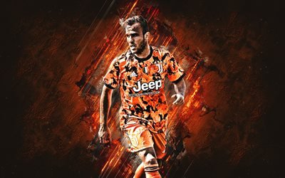 Arthur, Juventus FC, orange stone background, Brazilian footballer, midfielder, Arthur Melo, football