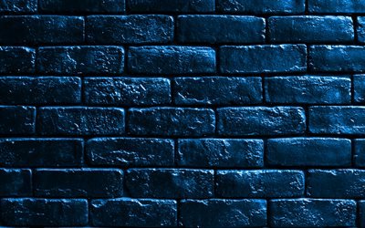 blue brickwall, 4k, blue bricks, bricks textures, brick wall, bricks background, blue stone background, identical bricks, bricks, blue bricks background