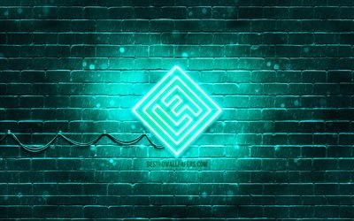 Lost Frequencies turquoise logo, 4k, superstars, Belgian DJs, turquoise brickwall, Lost Frequencies logo, Felix De Laet, Lost Frequencies, music stars, Lost Frequencies neon logo