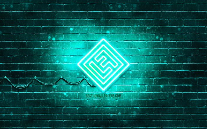 Lost Frequencies turquoise logo, 4k, superstars, Belgian DJs, turquoise brickwall, Lost Frequencies logo, Felix De Laet, Lost Frequencies, music stars, Lost Frequencies neon logo