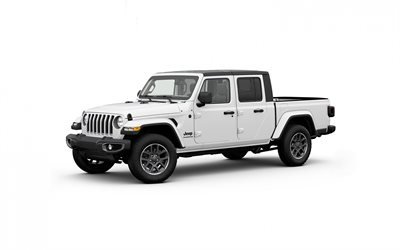 2021, Jeep Gladiator, vista frontal, exterior, caminhonete branca, novo Gladiator branco, carros americanos, Jeep