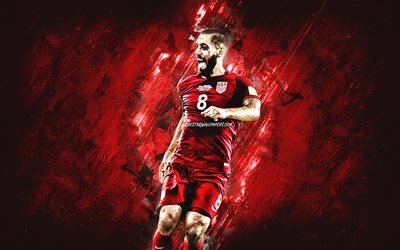 Clint Dempsey, United States national soccer team, american football player, midfielder, portrait, USA, soccer, red stone background