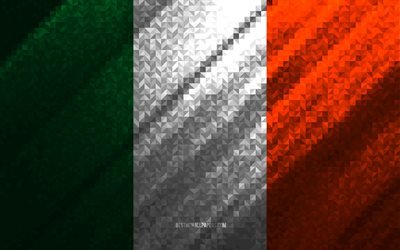 Drapeau de l&#39;Irlande, abstraction multicolore, drapeau mosa&#239;que de l&#39;Irlande, Europe, Irlande, art de la mosa&#239;que, drapeau de l&#39;Irlande