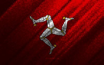 Flag of Isle of Man, multicolored abstraction, Isle of Man mosaic flag, Europe, Isle of Man, mosaic art, Isle of Man flag