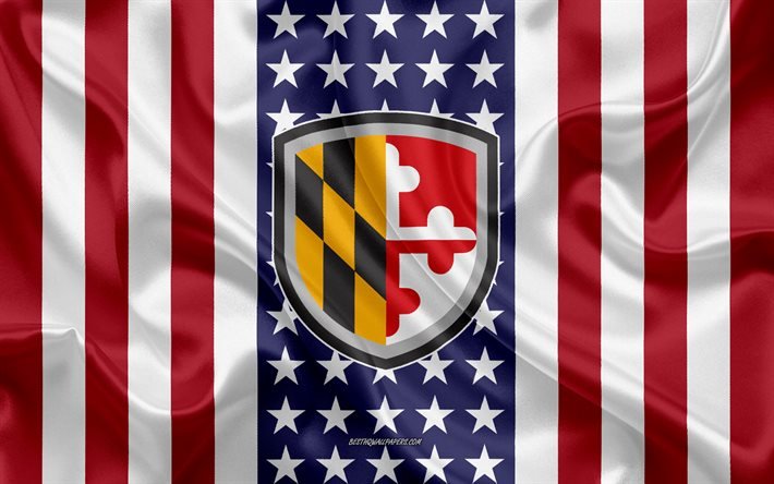 Embl&#232;me du comt&#233; de Baltimore de l&#39;Universit&#233; du Maryland, drapeau am&#233;ricain, logo du comt&#233; de Baltimore de l&#39;Universit&#233; du Maryland, Catonsville, Maryland, &#201;tats-Unis, Universit&#233; du Maryland Comt&#233; de B