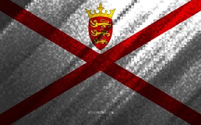 Bandeira de Jersey, abstra&#231;&#227;o multicolorida, bandeira do mosaico de Jersey, Europa, Jersey, arte em mosaico, bandeira de Jersey
