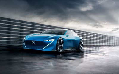 Peugeot Instinct, 4k, 2018 cars, electric cars, raceway, Peugeot