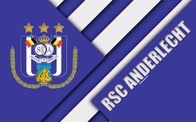 RSC Anderlecht, 4k, Belgian football club, purple abstraction, Anderlecht logo, material design, Anderlecht, Belgium, football, Jupiler Pro League