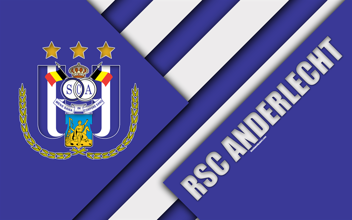 L&#39;RSC Anderlecht, 4k, Belgian football club, viola abstraction, Anderlecht, logo, material design, Belgio, calcio, Jupiler Pro League