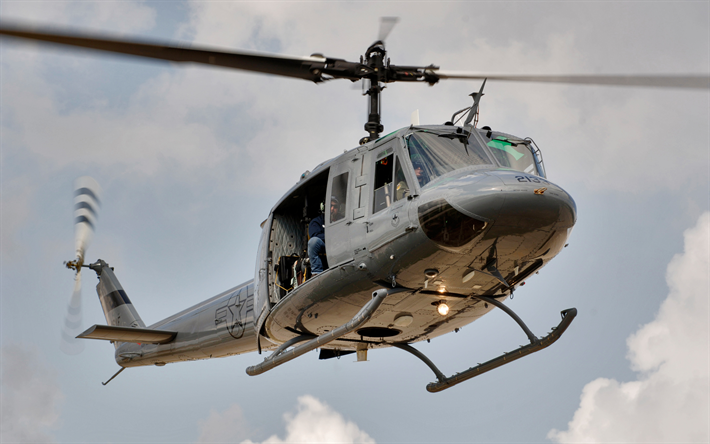 Bell UH-1 Iroquois, 4k, American helicopter, elicottero da trasporto militare, US Air Force, USA
