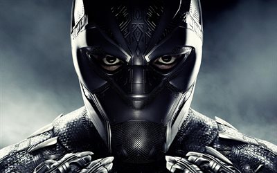 Black Panther, 2018, Chadwick Boseman, portr&#228;tt, 4k, superhj&#228;lte, nya filmer