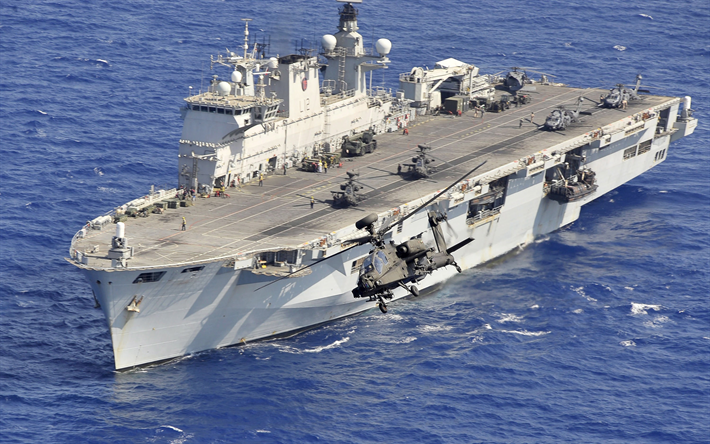 HMS Ocean, assault ship, ocean, helikopter b&#228;rare, STORBRITANNIEN Landning Kraft, krigsfartyg