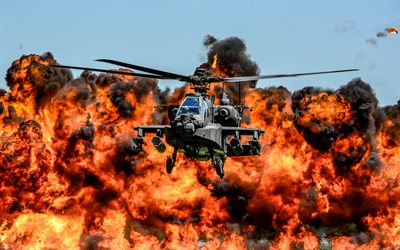 AH-64D Apache, 4k, attack helikoptrar, AMERIKANSKA Arm&#233;n, McDonnell Douglas AH-64 Apache