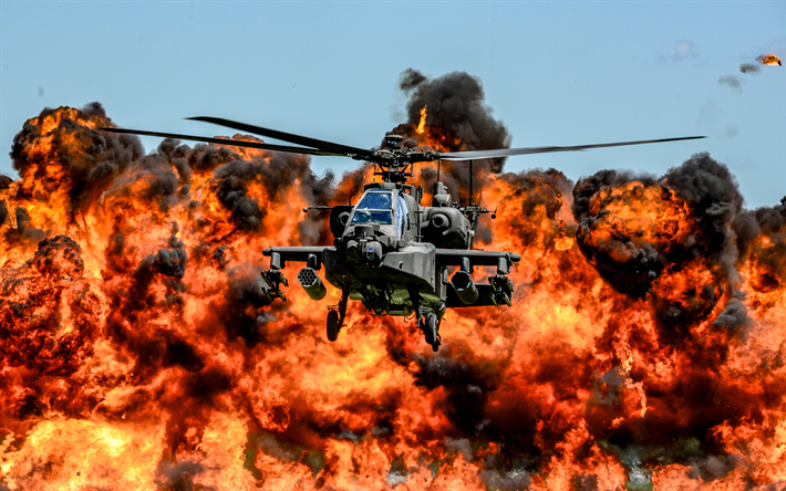 AH-64D Apache, 4k, helic&#243;pteros de ataque, el Ej&#233;rcito de los estados unidos, McDonnell Douglas AH-64 Apache