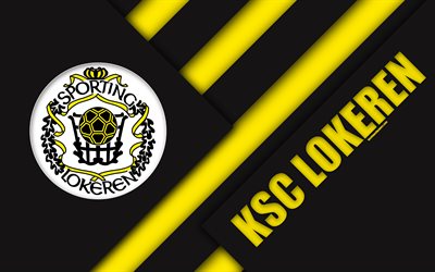 KSC Lokeren Oost-Vlaanderen, 4k, Belgian football club, black yellow abstraction, logo, material design, Lokeren, Belgium, football, Jupiler Pro League