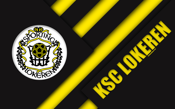 KSC Lokeren Oost-Vlaanderen, 4k, Belga de futebol do clube, preto amarelo abstra&#231;&#227;o, logo, design de material, Lokeren, B&#233;lgica, futebol, Jupiler Pro League